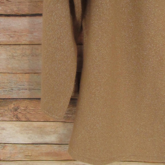 Ann Taylor Gold Metallic 3/4 Sleeve Part Cashmere Sweater Women's M - Picture 7 of 13